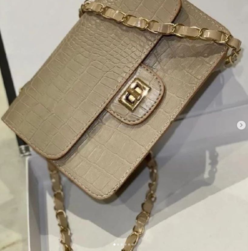 Crocodile Patterned Knitted Chain Buckle Lock Hand And Shoulder Bag 