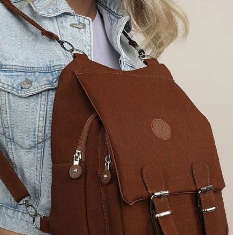  Double Compartment Lined Zippered Adjustable Backpack Bag With Clink Lid